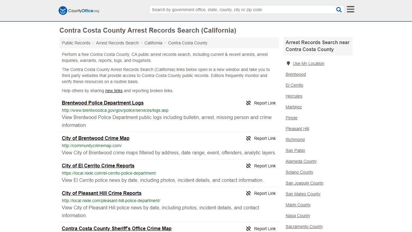 Contra Costa County Arrest Records Search (California) - County Office